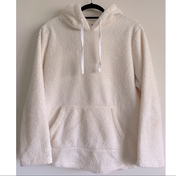 Old Navy Tops - Old Navy Cream Sherpa Hoddie Pullover Sweater - Size XL